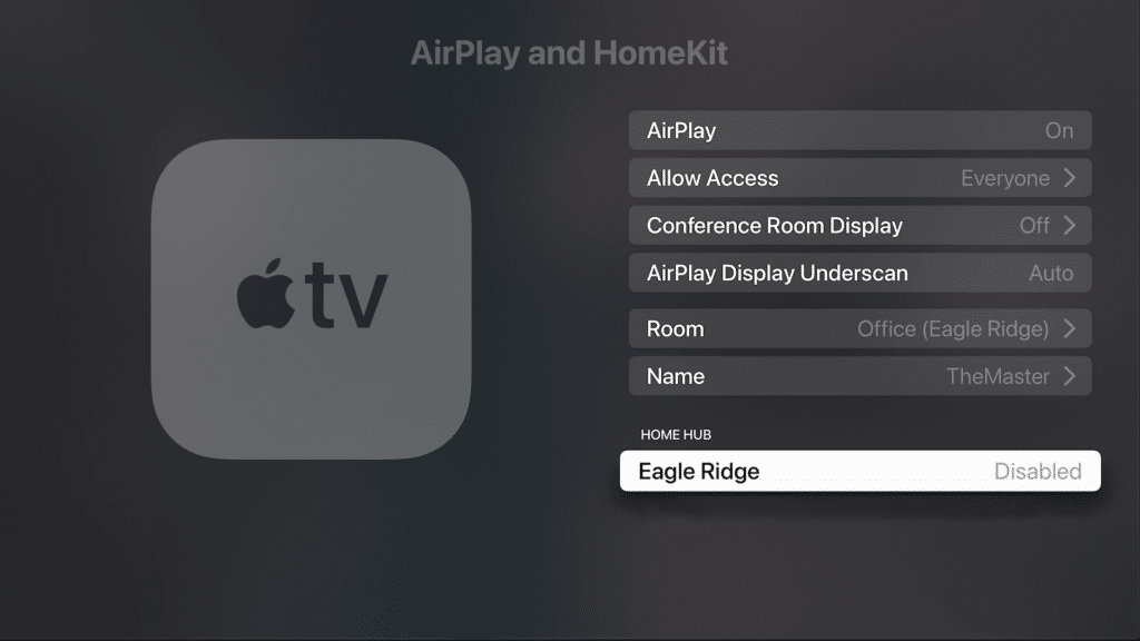 HomeKit Hub settings
